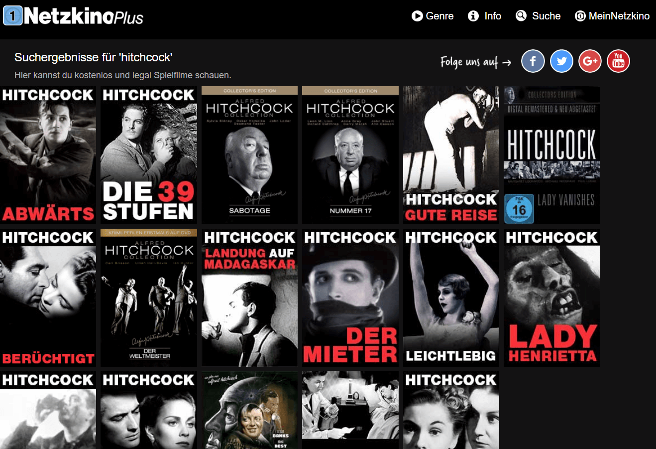 Netzkino Suche 'Hitchcock'