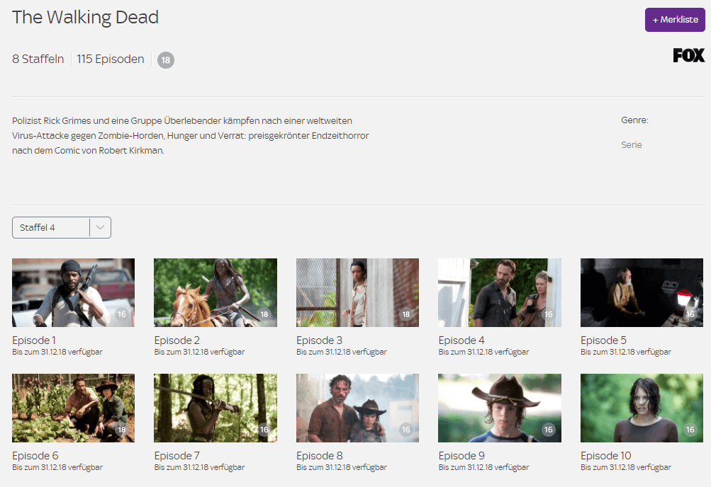 Sky Ticket Serienfolgen