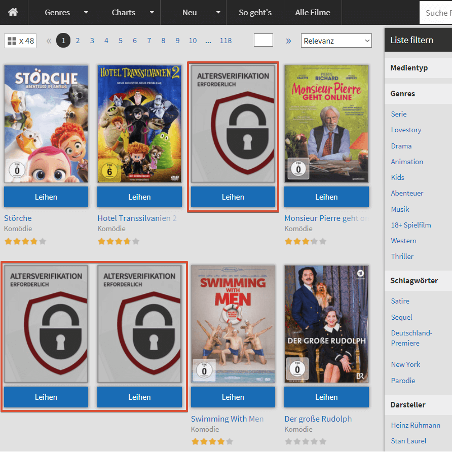 Videobuster Altersverifikation erforderlich