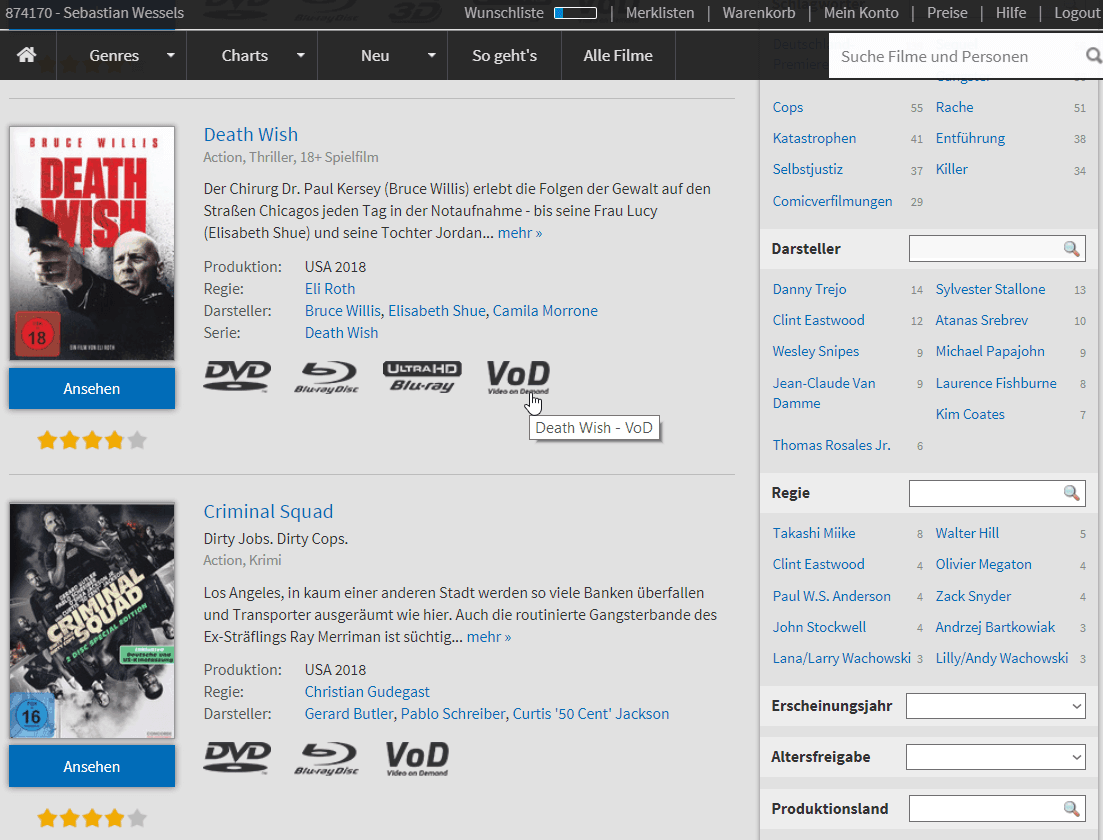 Videobuster Liste Formate
