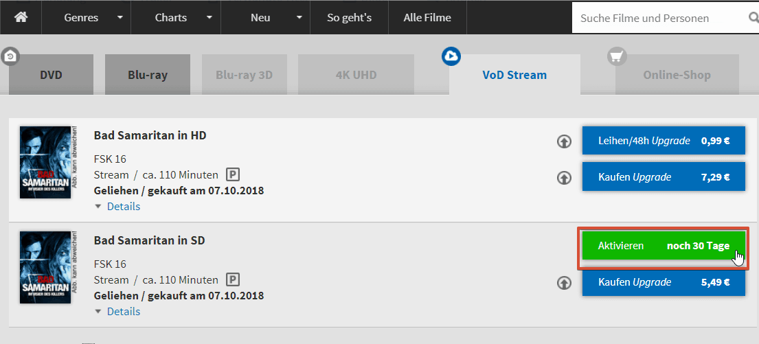 Videobuster vod aktivieren
