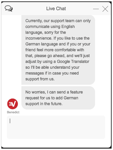 Supportanfrage bei ExpressVPN