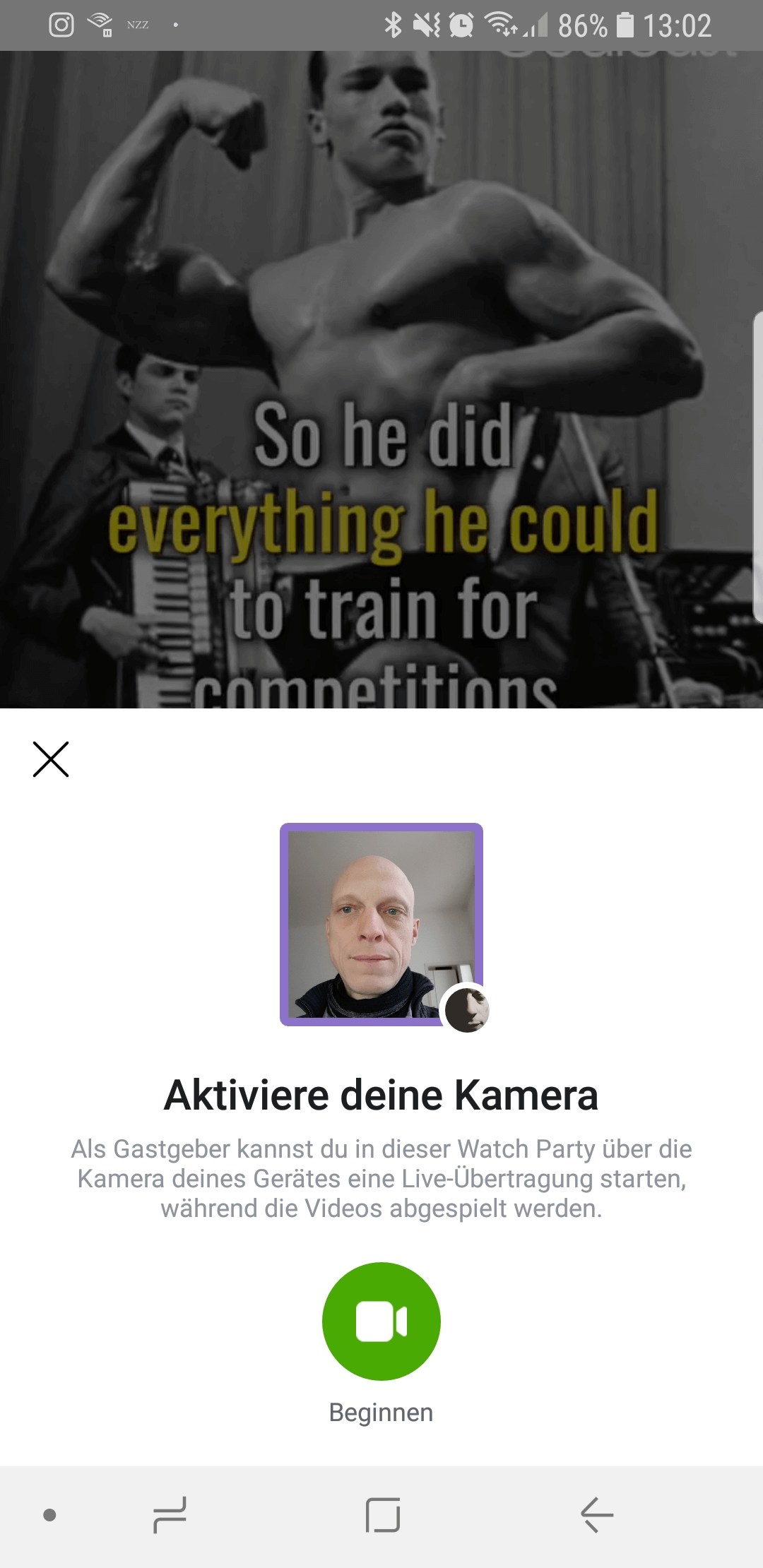 Facebook Watch App aktiviere Kamera