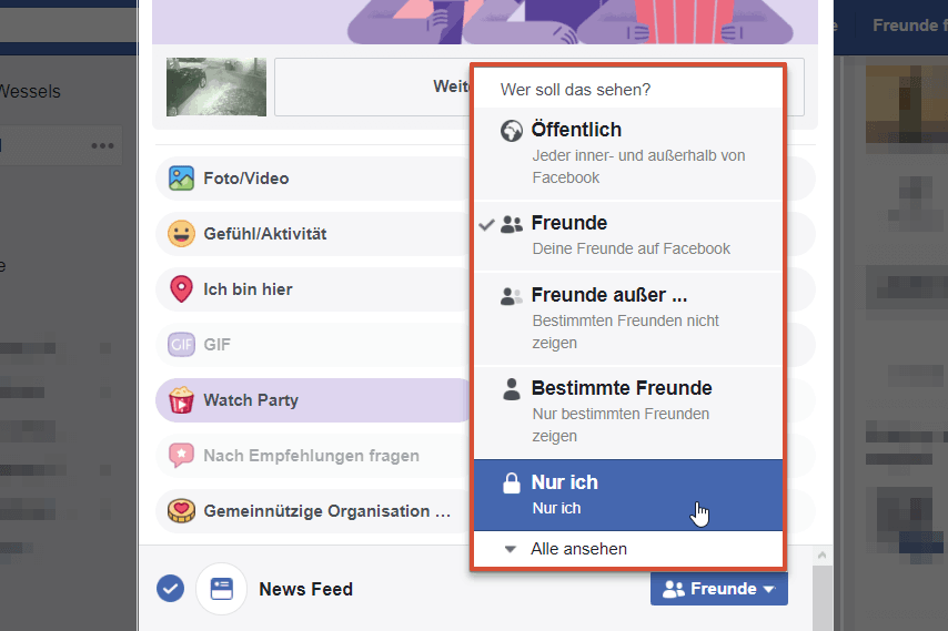 Facebook Watch Party nur ich