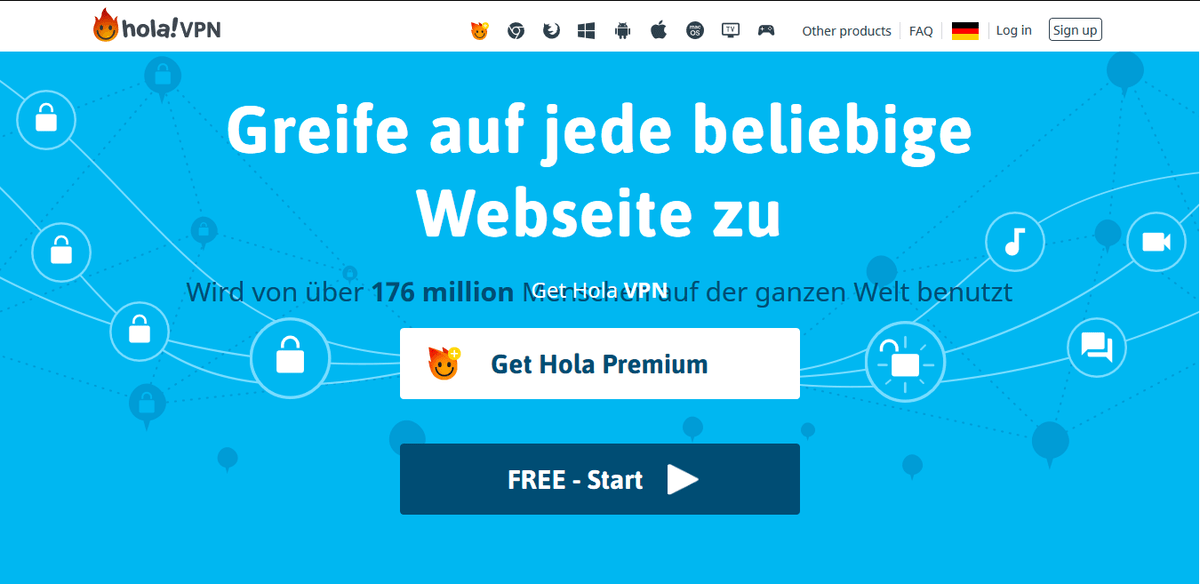 Hola VPN Homepage, Stand Dezember 2018