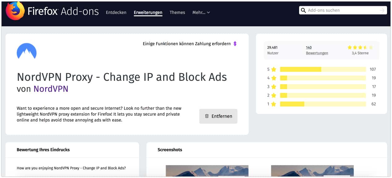 NordVPN Firefox-Add-on
