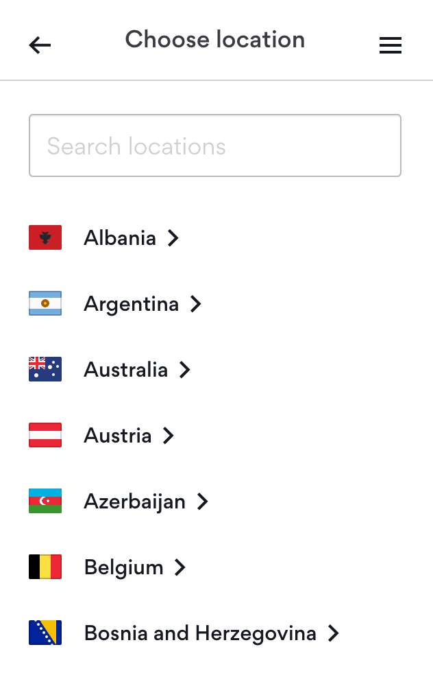 NordVPN Firefox-Serverliste