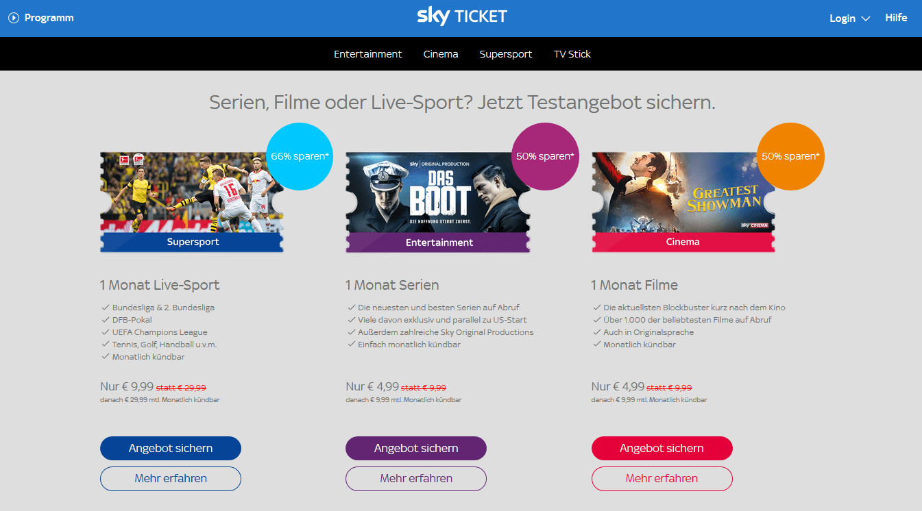 Sky Ticket Abos
