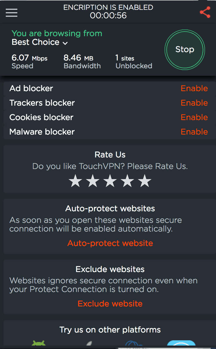 TouchVPN für Firefox