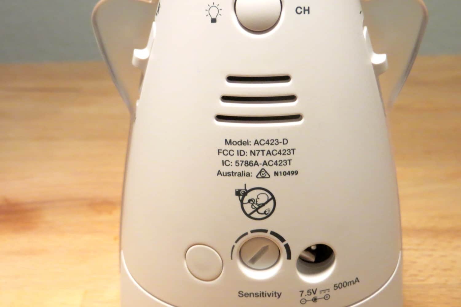 Angelcare Babyphon AC423-D Rückseite Sender
