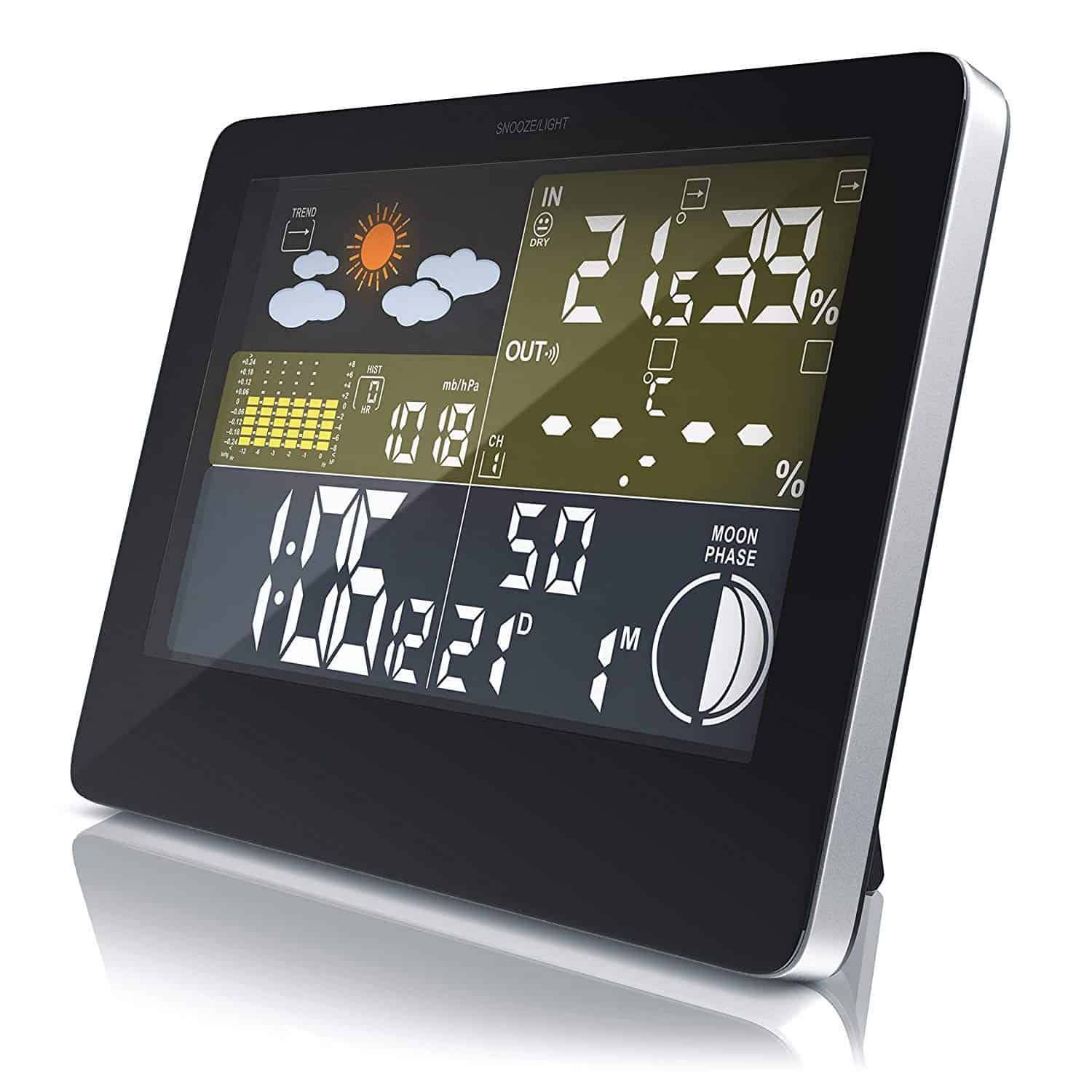 PEARL Außenthermometer: Digitales Innen- und Außen-Thermometer mit Uhrzeit  und LCD-Display (Thermometer mit Außenfühler Kabel)