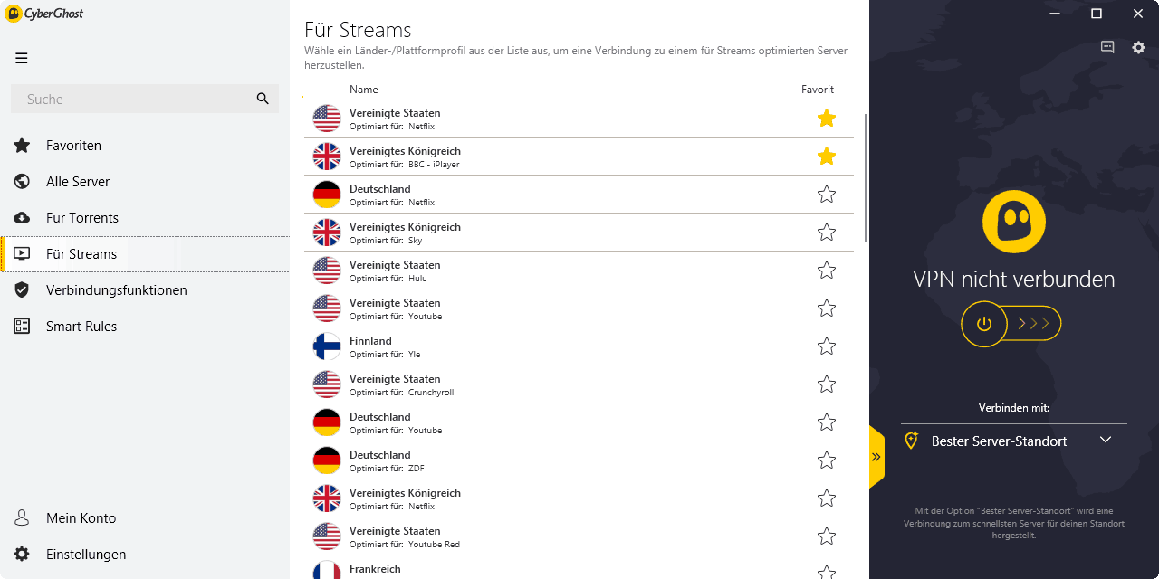 Top 5 VPN Schweiz Cyberghost Client Streaming