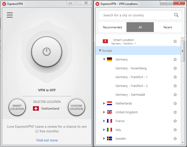 Top 5 VPN Schweiz ExpressVPN Client 1