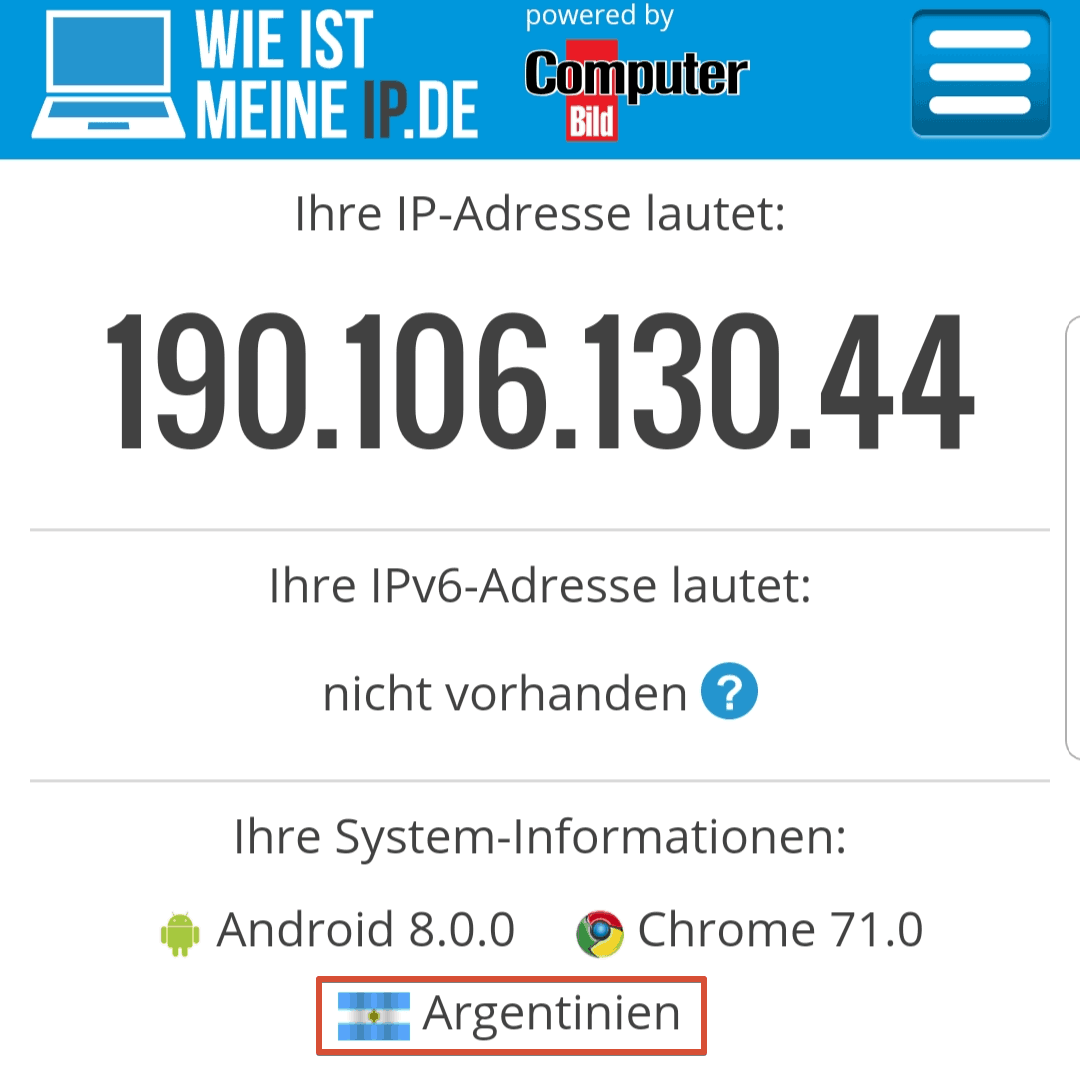 CyberGhost App IP Argentinien
