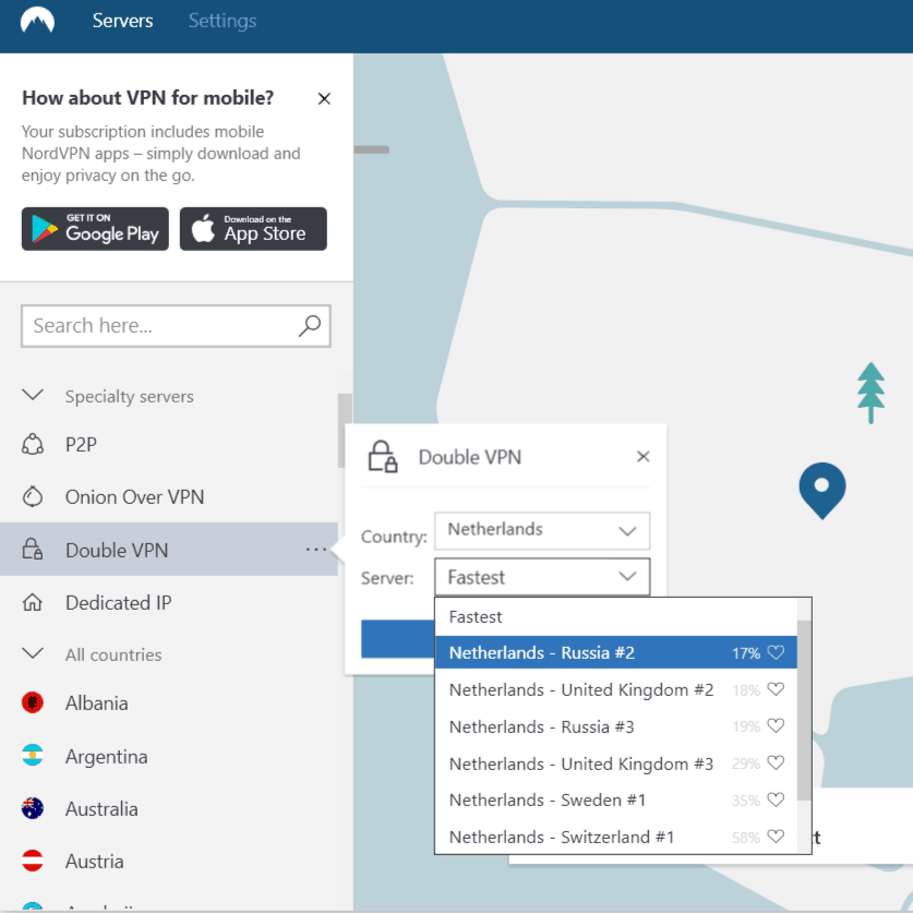 NordVPN – Server-Auswahl