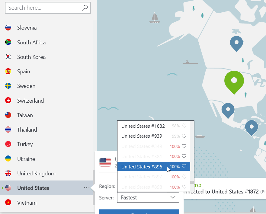 NordVPN – US-Server-Auslastung