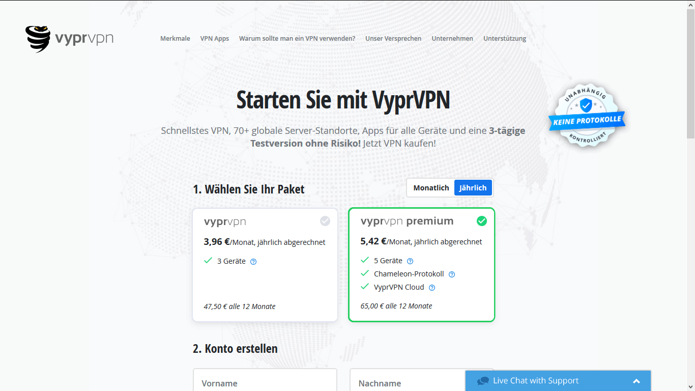 VyprVPN - Preistabelle
