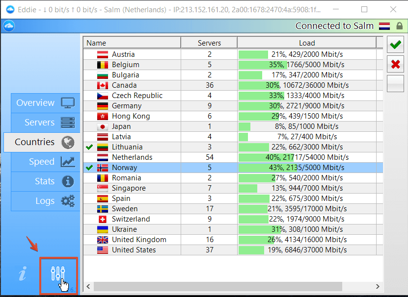 AirVPN Open Settings