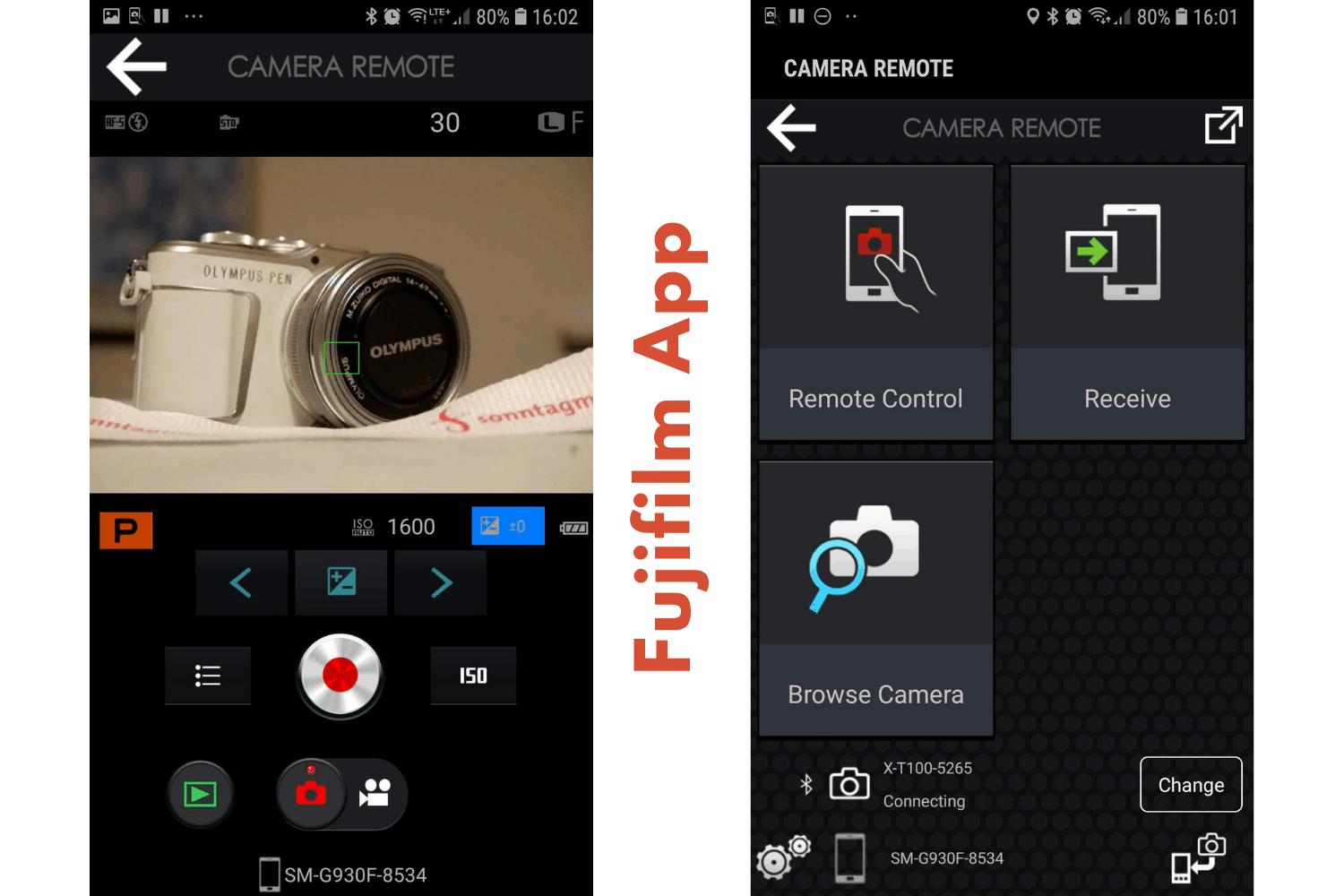 Fujifilm Smartphone App Screenshot