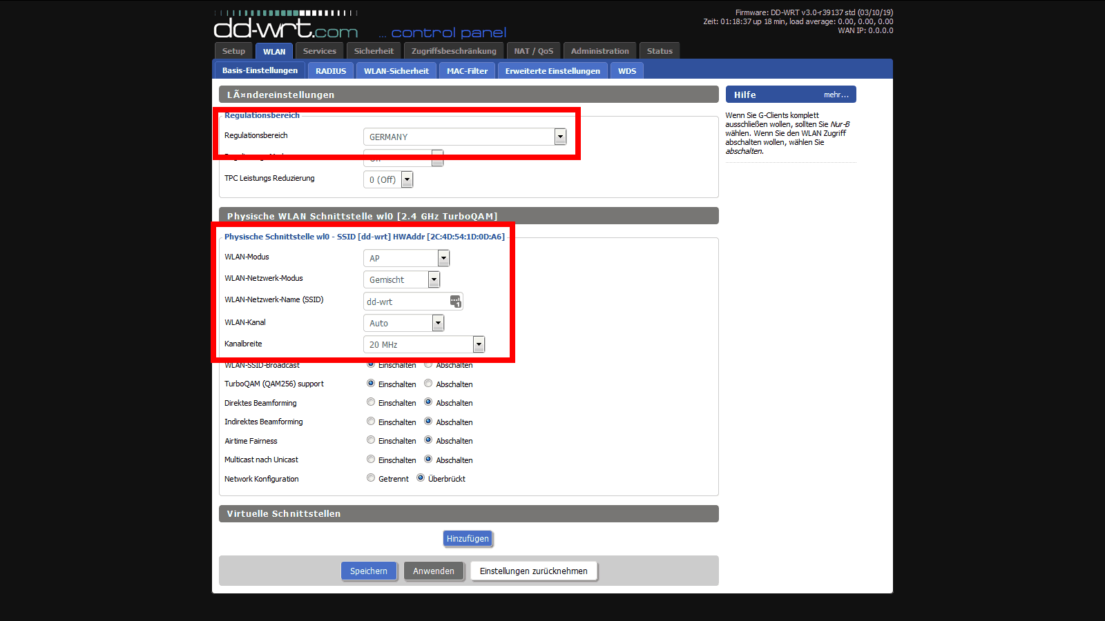 VPN auf Router einrichten DD-WRT Wlan Einstellungen