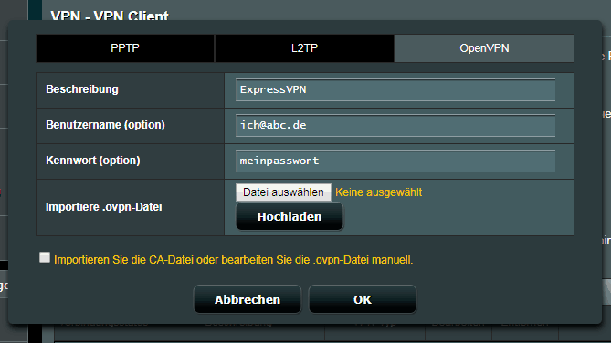 VPN Router einrichten Asus Client VPN 2
