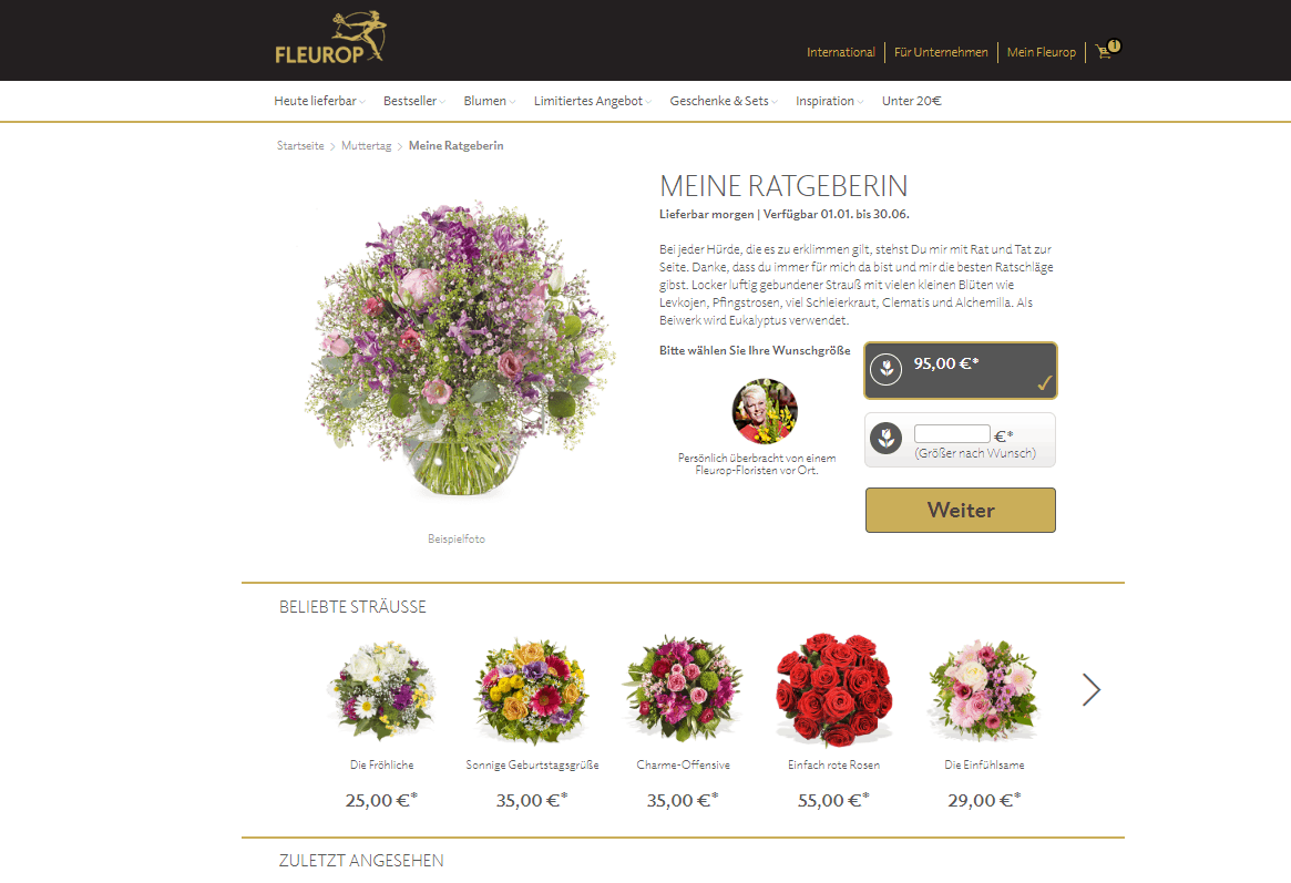 Blumen zum Muttertag – teuerster Strauß von Fleurop