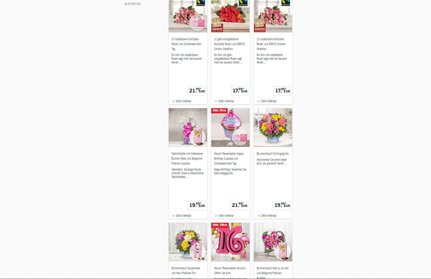Blumen zum Geburtstag – Angebotsübersicht von Lidl-Blumen