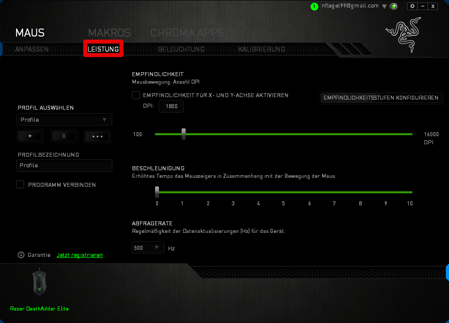 Razer Synapse Maus-Software Einstellungen