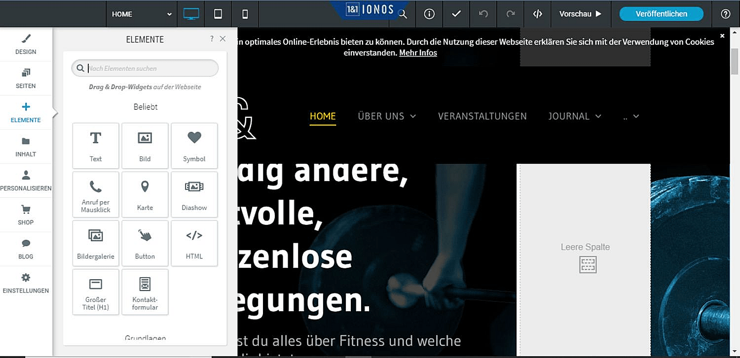 1und1 Ionos Editor Übersicht