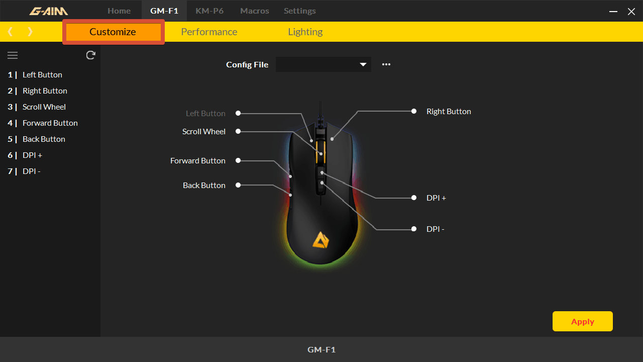 Aukey Gaming-Maus Test – Customize-Menü