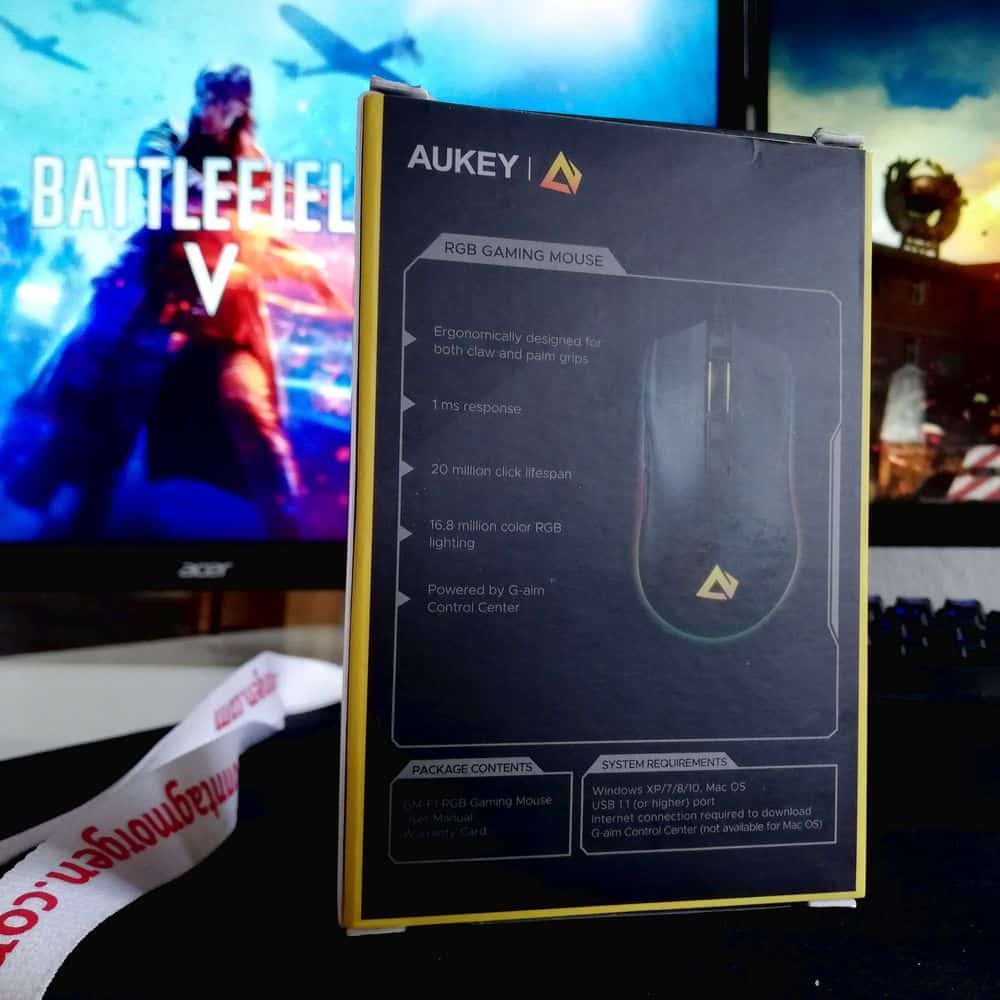 Aukey Gaming-Maus Test – Verpackungsrückseite
