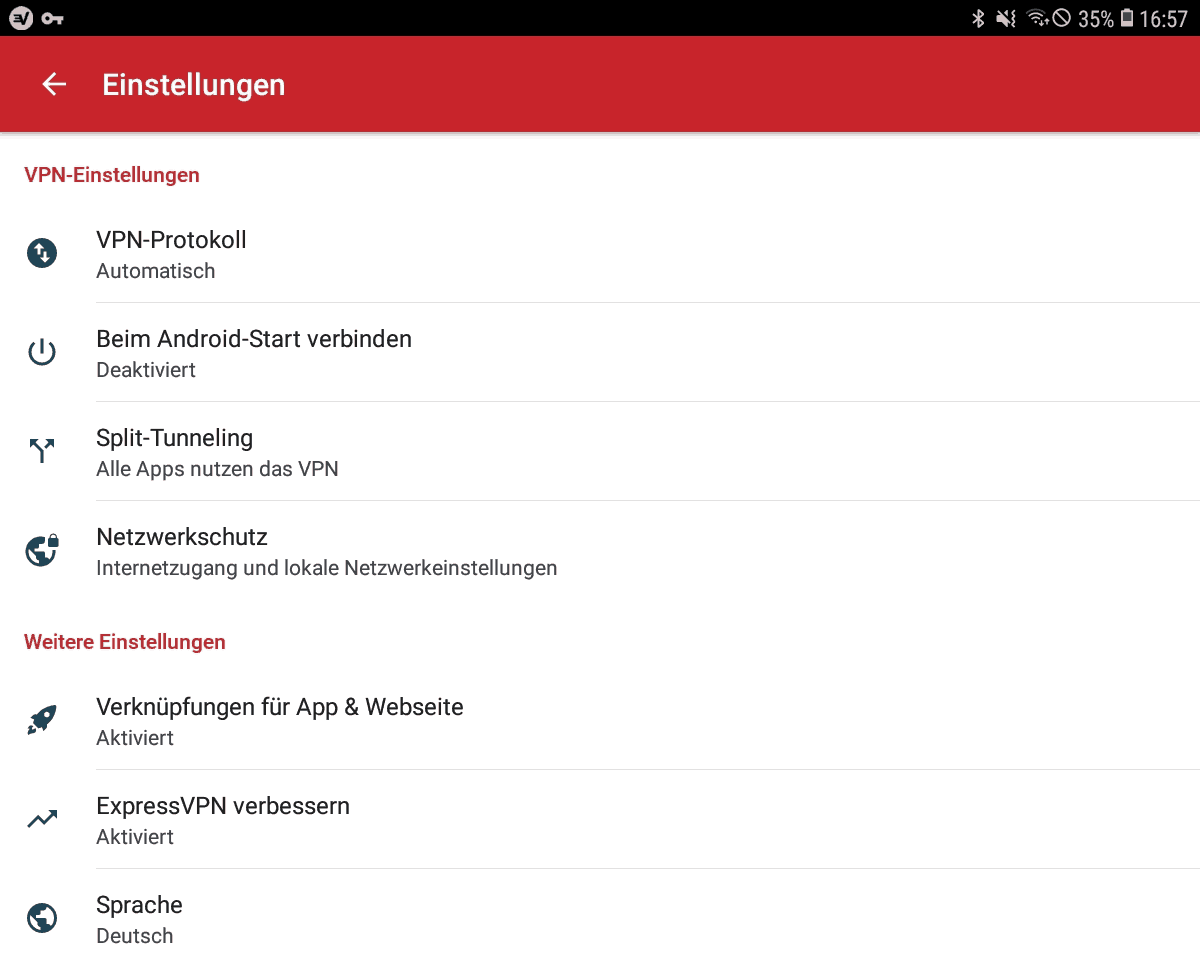 ExpressVPN Einstellungen