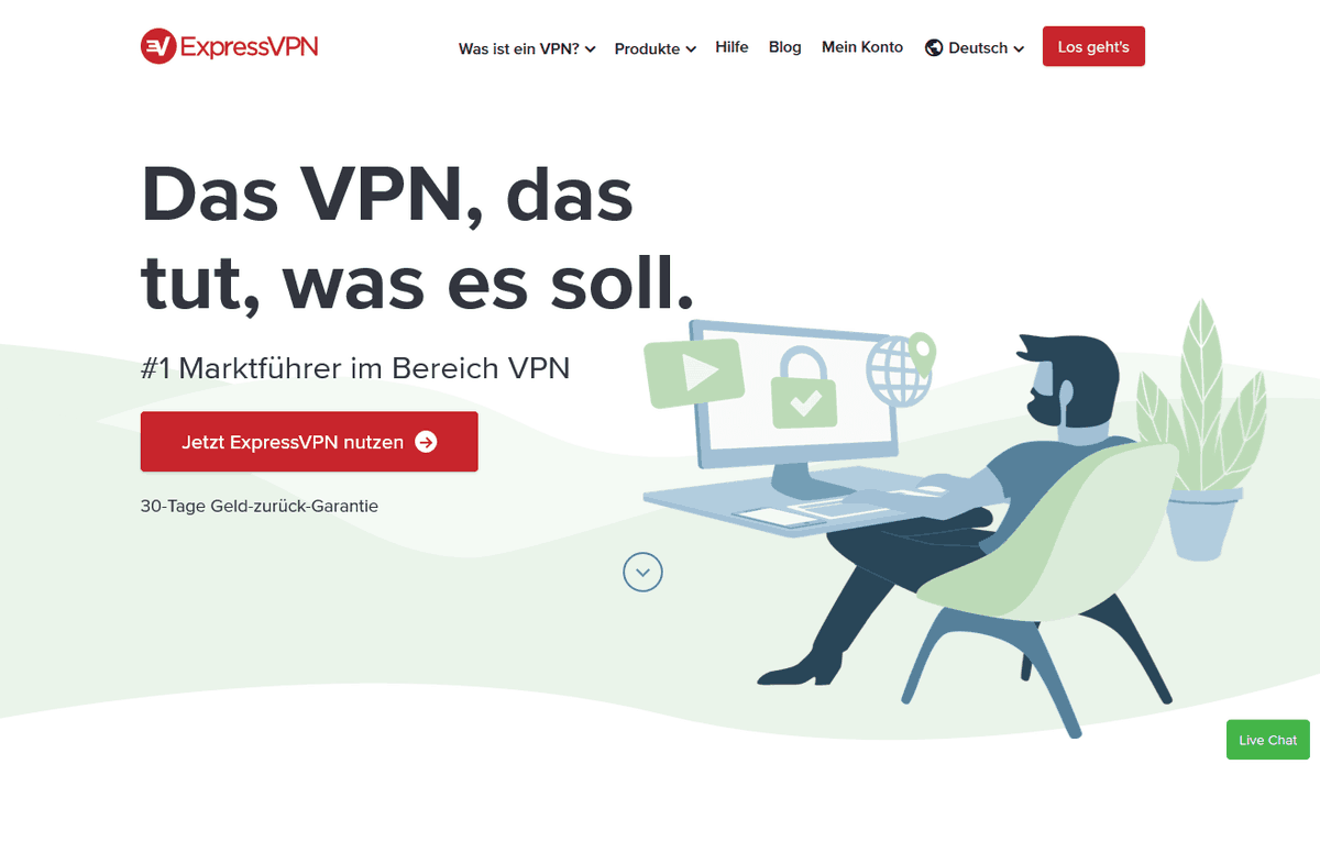 ExpressVPN - Screenshot der Homepage, Stand: August 2019
