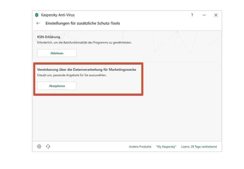 Kaspersky Antivirus Test Programmoberflaeche Einstellungen