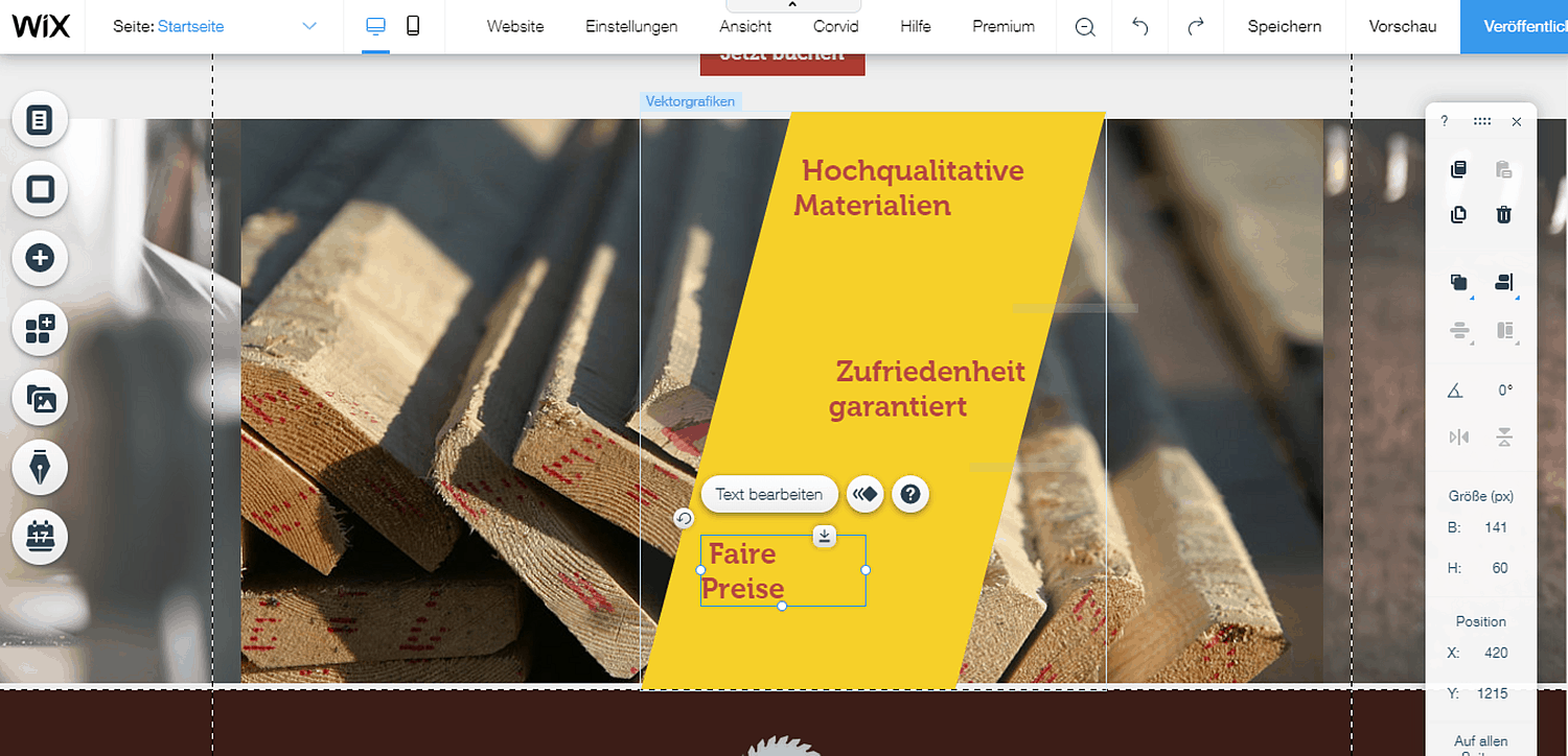 Wix Design bearbeitet