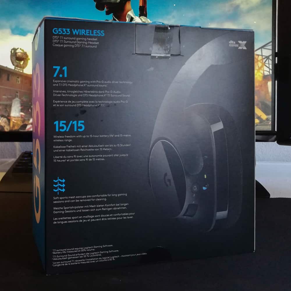 Logitech G533 Verpackung Rueckseite