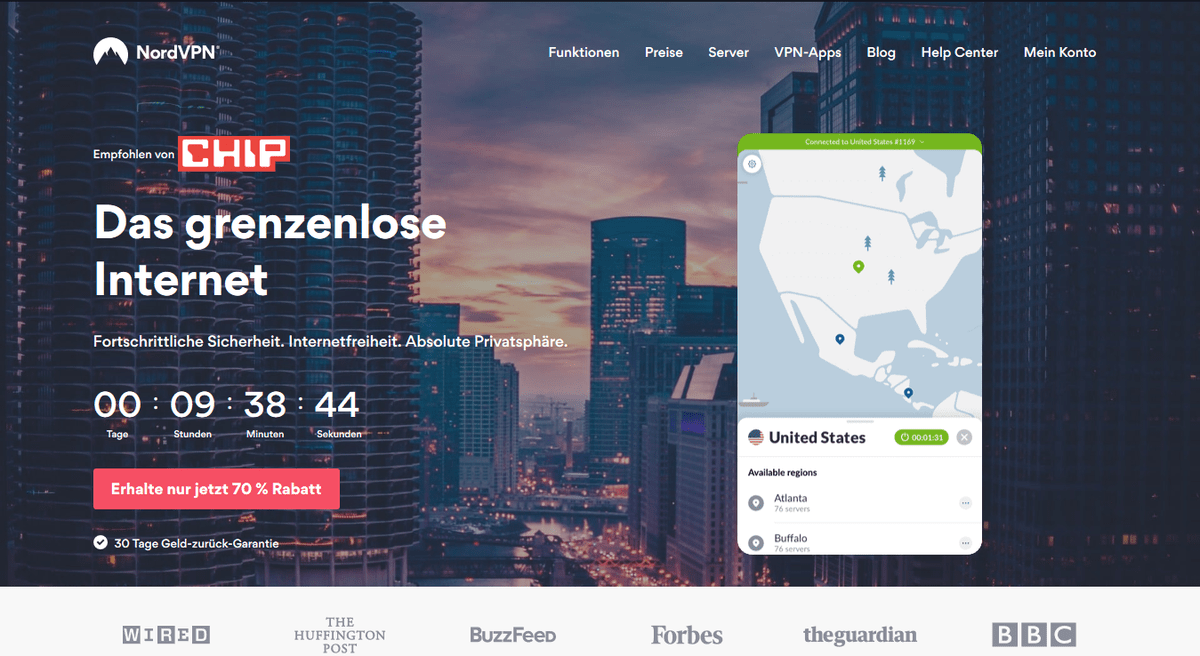 NordVPN Homepage Stand September 2019