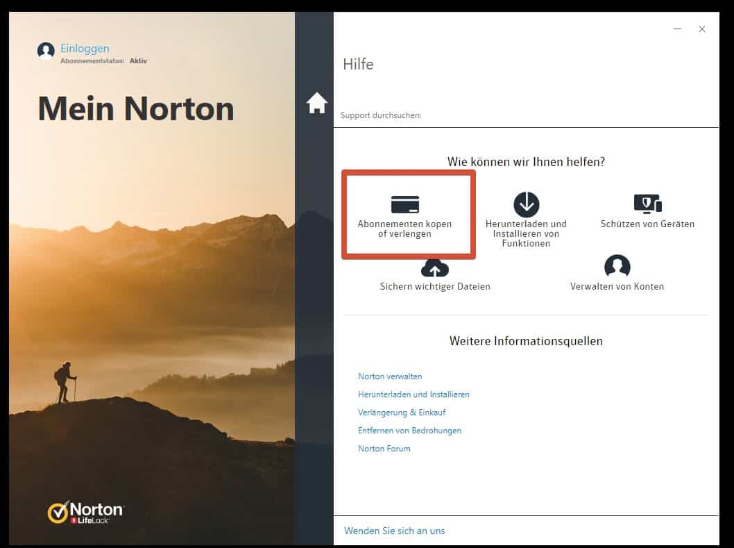 Norton AntiVirus Plus Test Hilfeseite