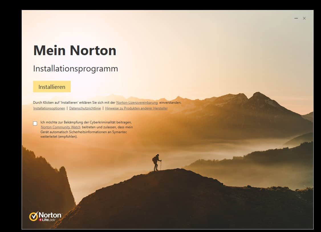 Norton AntiVirus Plus Test Lizenzvereinbarung