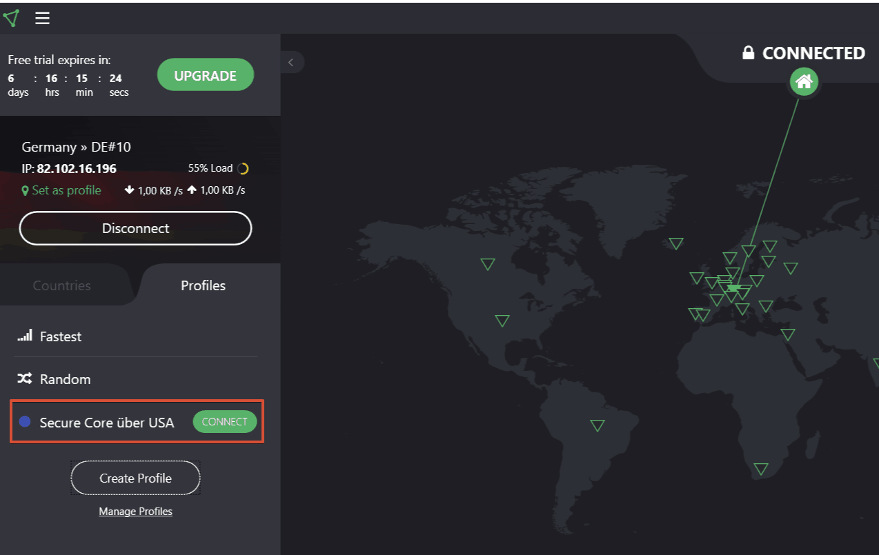 ProtonVPN Test - Verbindungsprofil abspeichern
