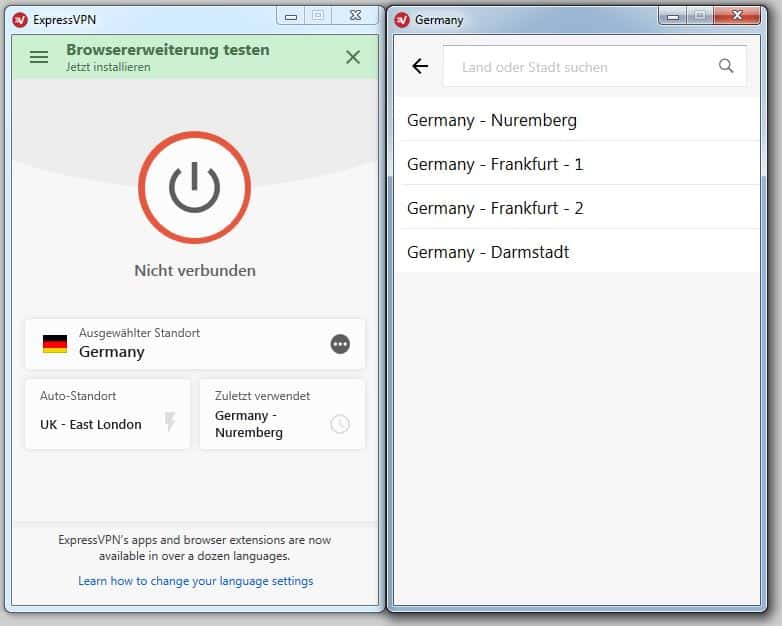 ExpressVPN deutsche Server