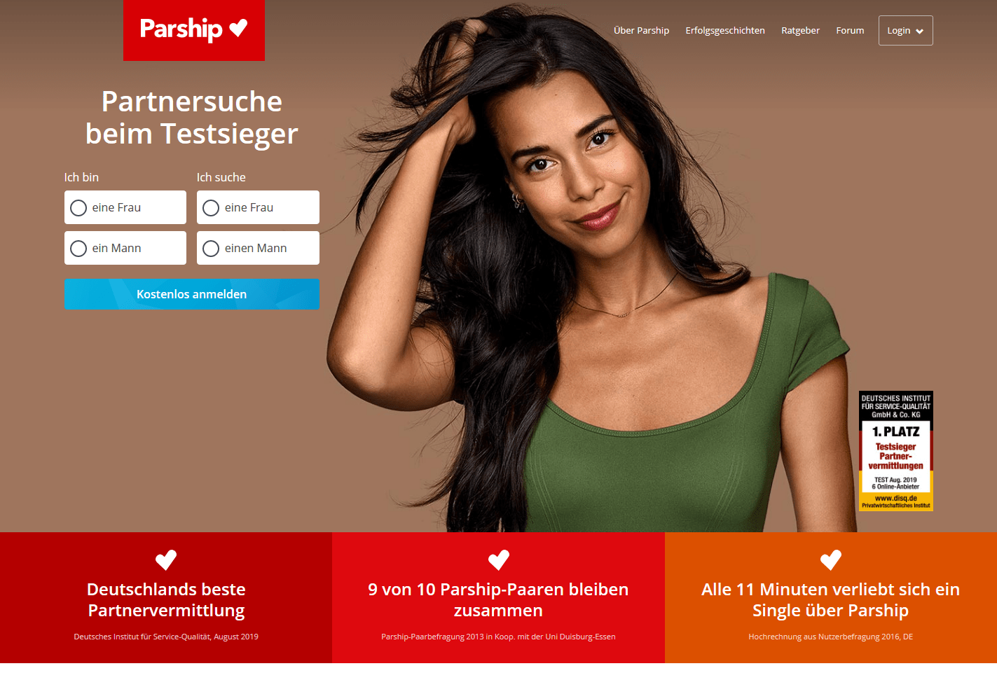 Partnerbörse Test - Gesamtsieger Parship