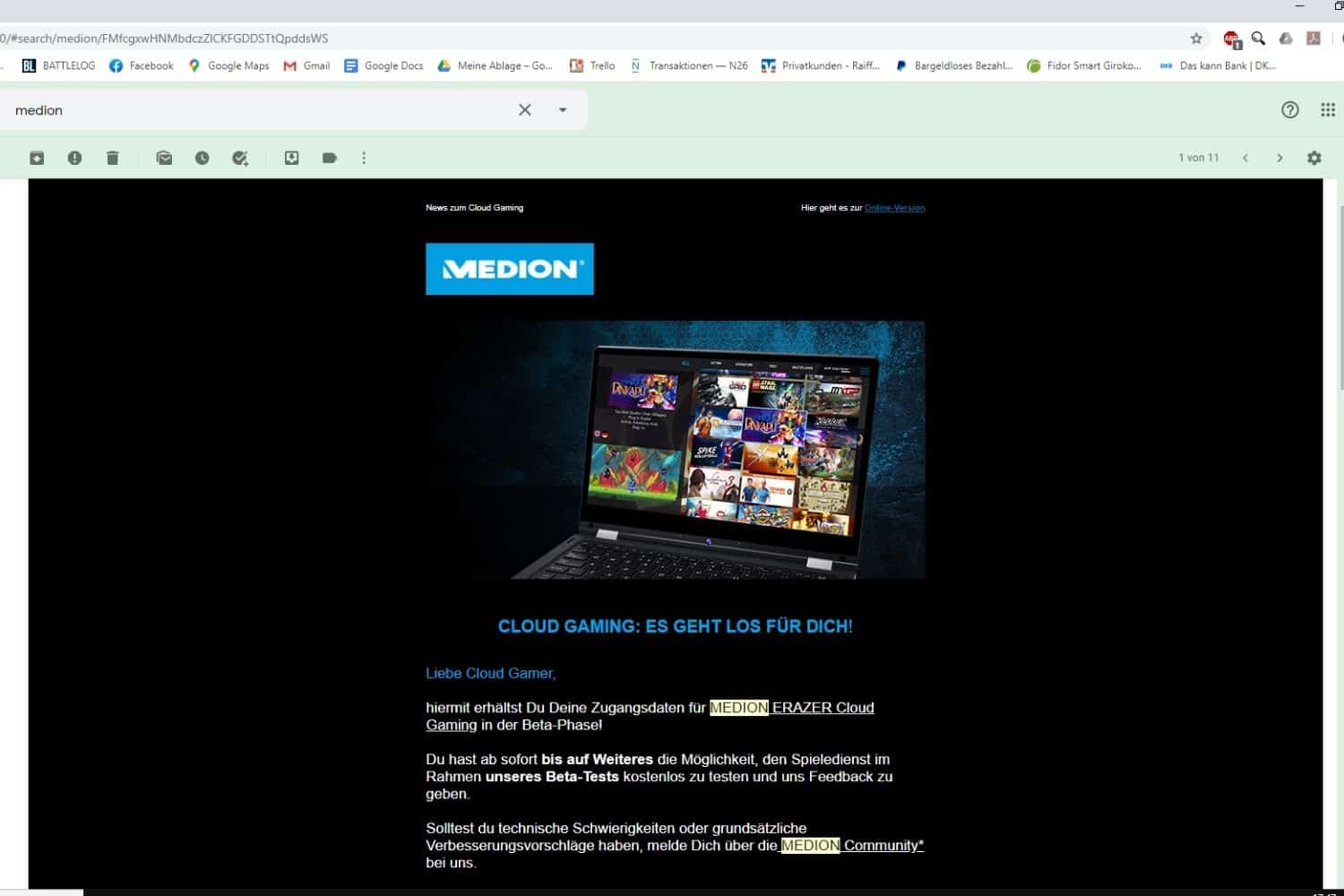 Medion Erazer Email Registrierung